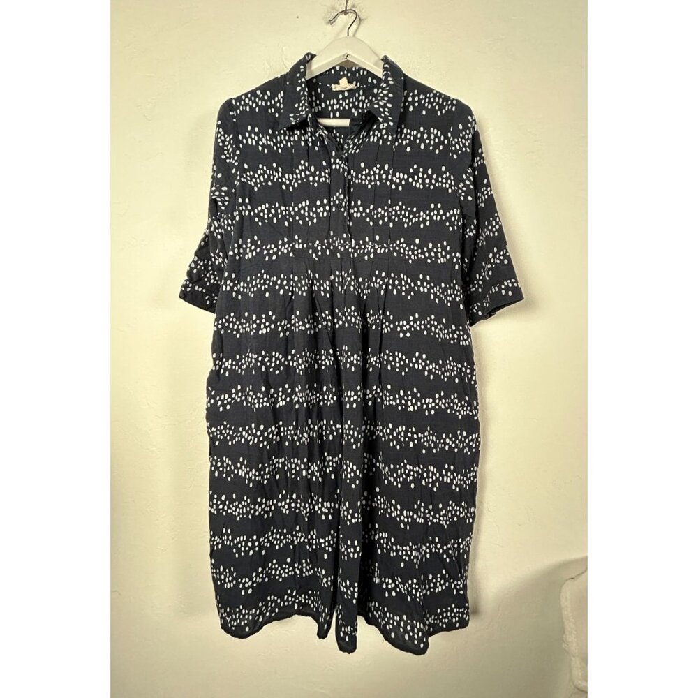 Orange Creek Womens Navy White Polka Dot Short Sleeve Button-Up Shirt Dress XL